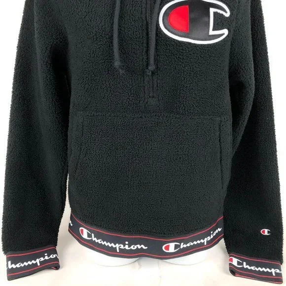 Champion Women's Sherpa Pullover Hoodie Black - Picture 3 of 8